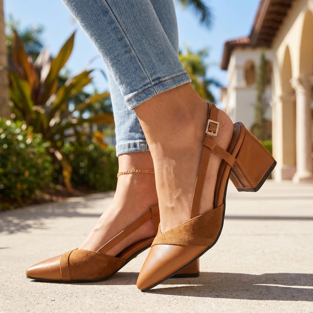 Yellow Sienna Pointed Slingback Heels 1