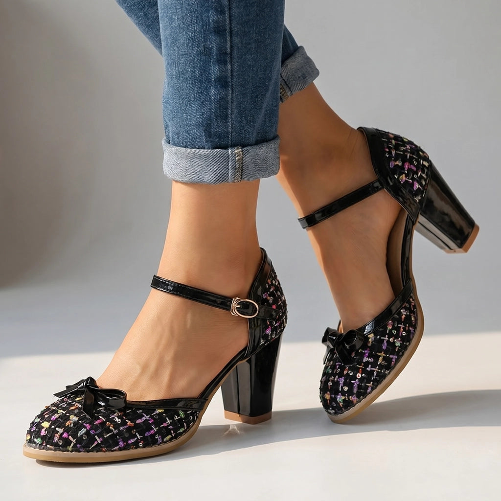 Black Aria Vance Block Heels 2