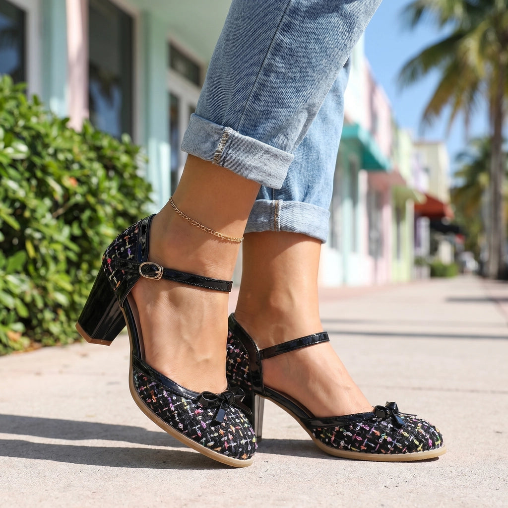 Black Aria Vance Block Heels 1