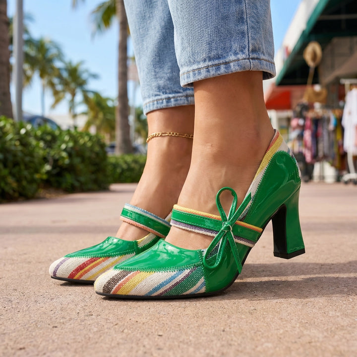 Green Sienna Miller Block Heels 4