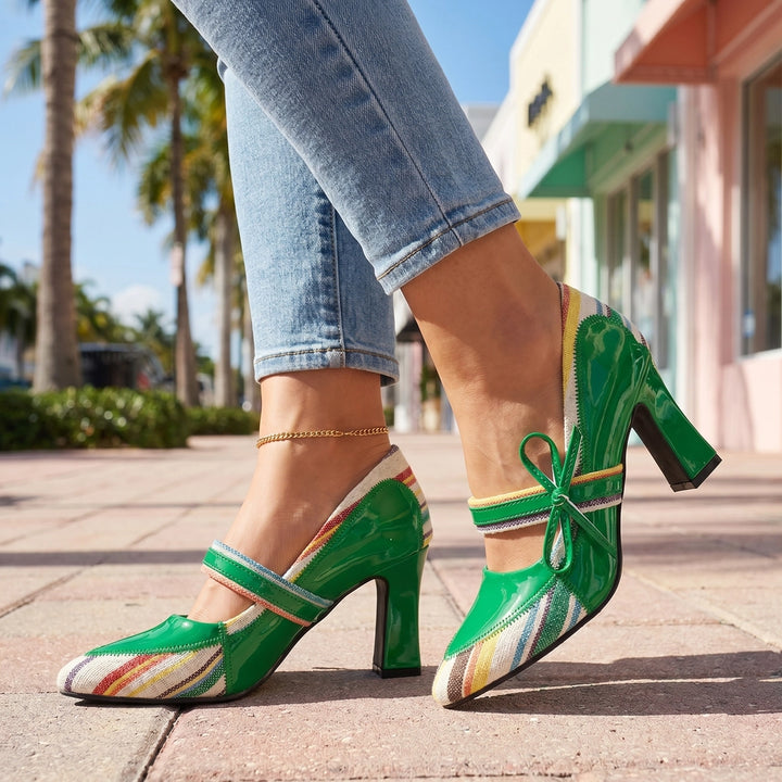 Green Sienna Miller Block Heels 3