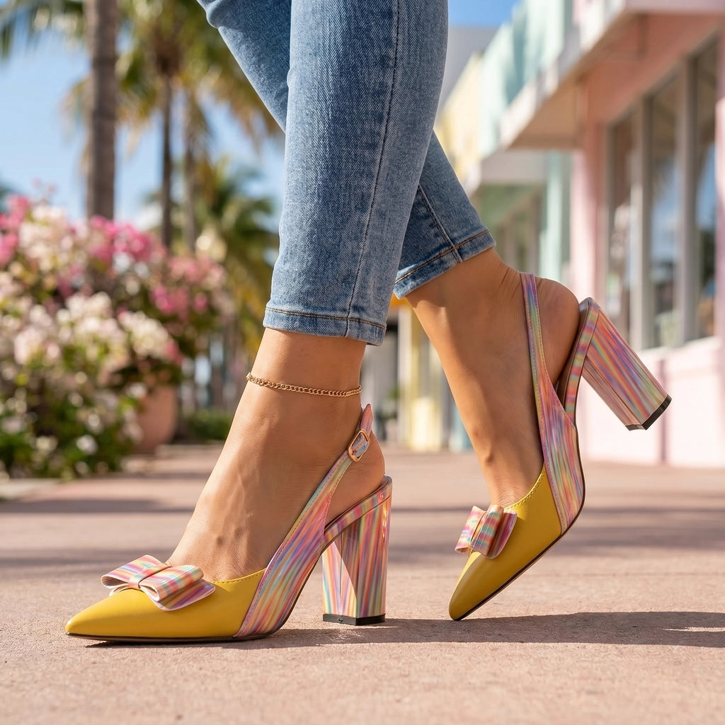 Lemon Yellow Sienna Miller Block Heels 2