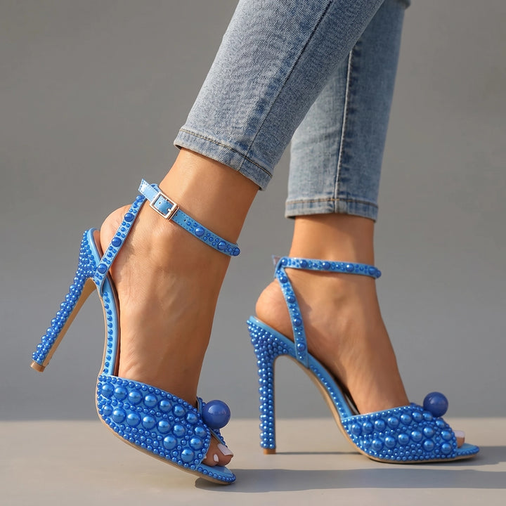 Blue Bradbury Embellished Peep-Toe Heels 1