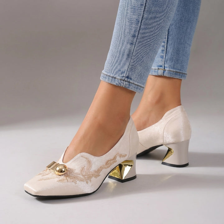 Beige Sheridan Velvet Pumps 2