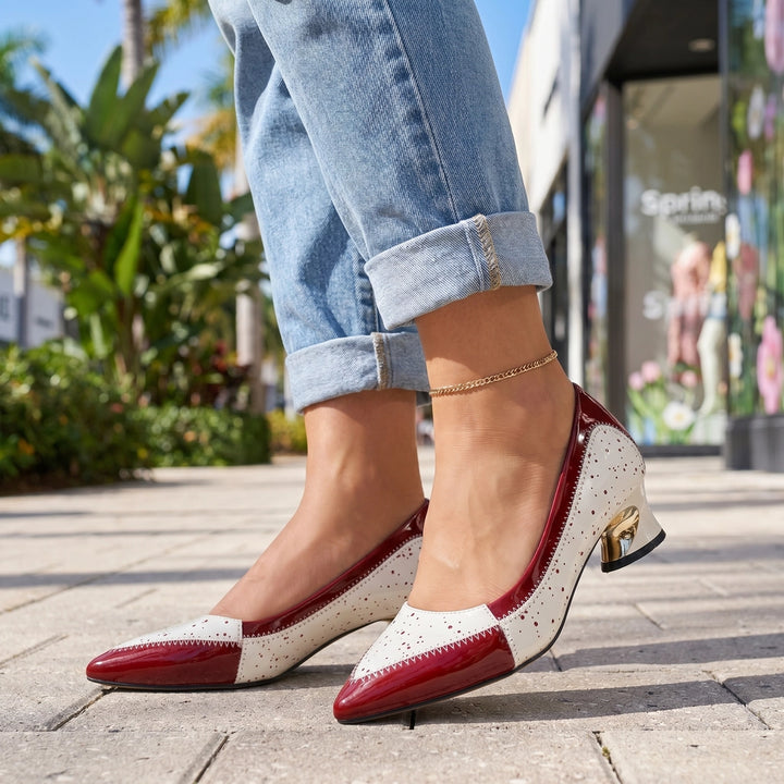 Wine Red Denton Pointed-Toe Kitten Heels 3