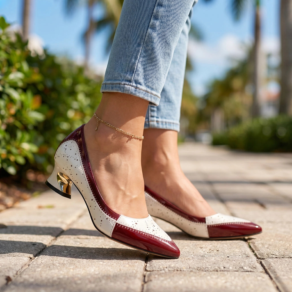 Wine Red Denton Pointed-Toe Kitten Heels 2