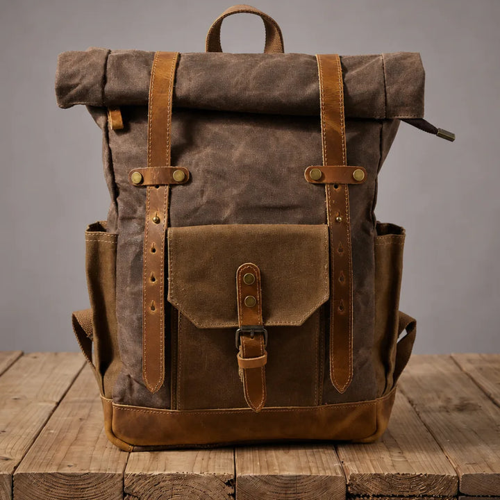 Barclay Waxed Canvas Backpack - Color:Brown