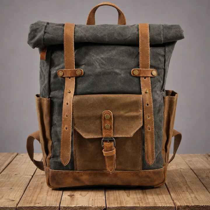 Barclay Waxed Canvas Backpack - Color:Dark Gray