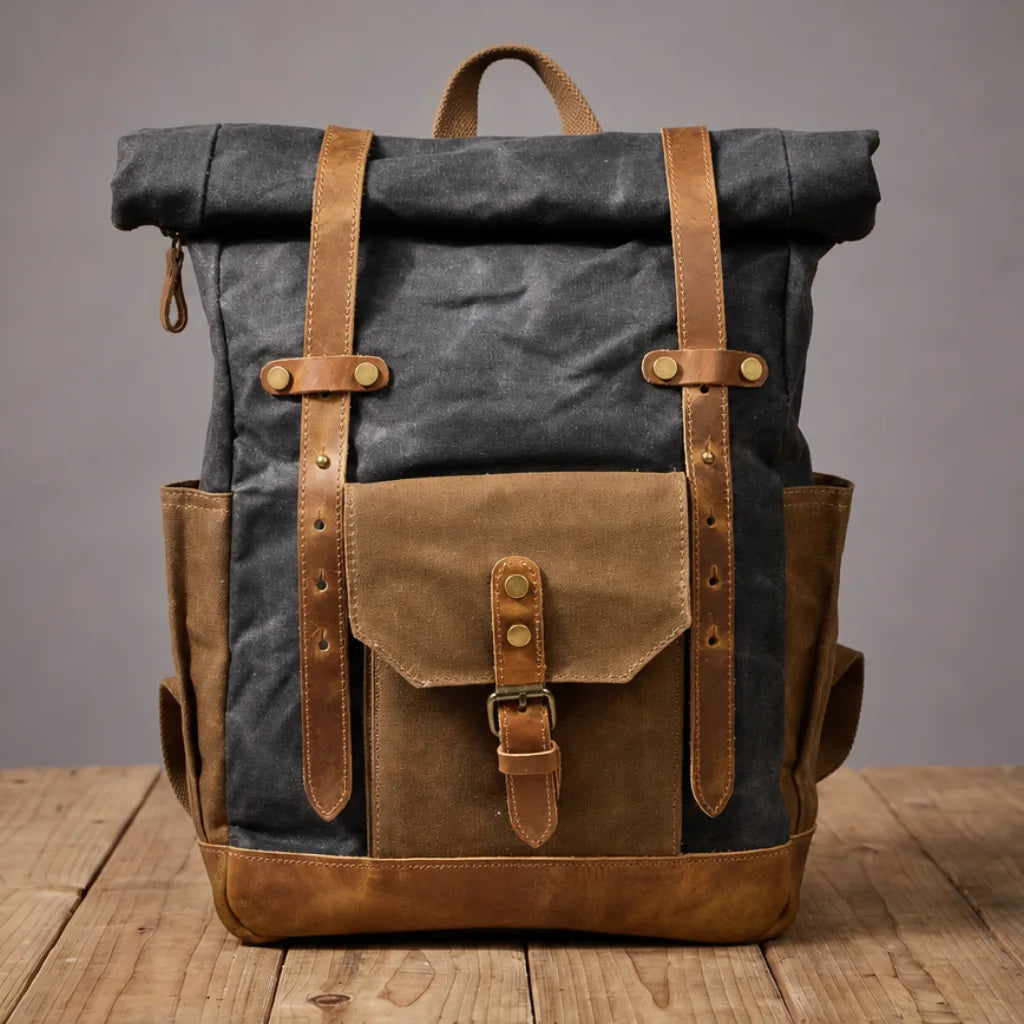 Barclay Waxed Canvas Backpack - Color:Gray