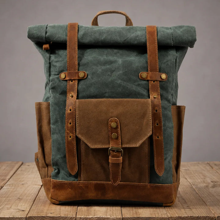 Barclay Waxed Canvas Backpack - Color:Green
