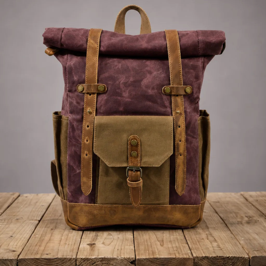 Barclay Waxed Canvas Backpack - Color:Red