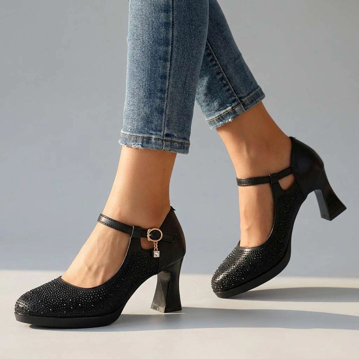 Amelie Crystal Heels - Color:Black;Size:35