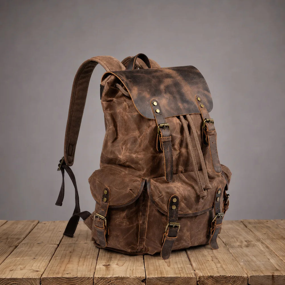 Men's Brown Colvin Canvas Drawstring Backpack