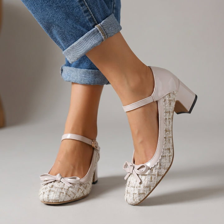Elara Vance Mary Janes - Color:Beige;Size:35