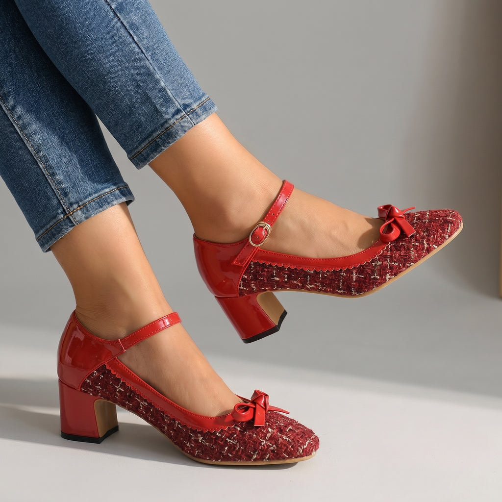 Elara Vance Mary Janes - Color:Red;Size:35