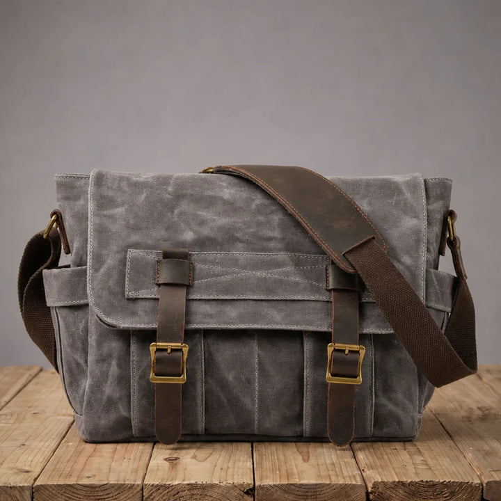 Felix Waxed Canvas Messenger Bag - Color:Gray