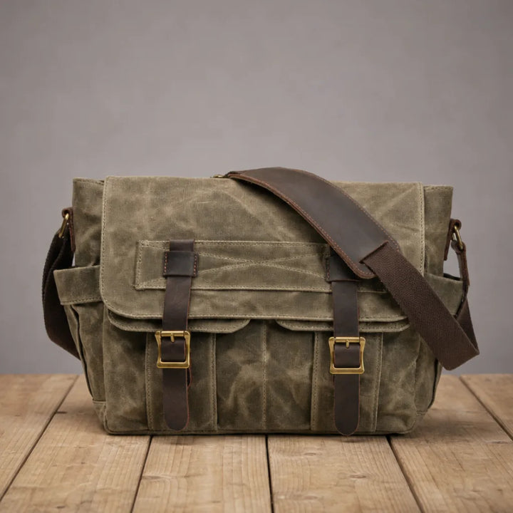 Felix Waxed Canvas Messenger Bag - Color:Green