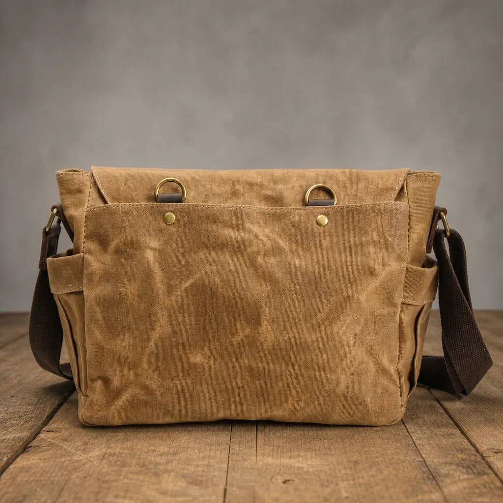 Men's Beige Felix Waxed Canvas Messenger Bag