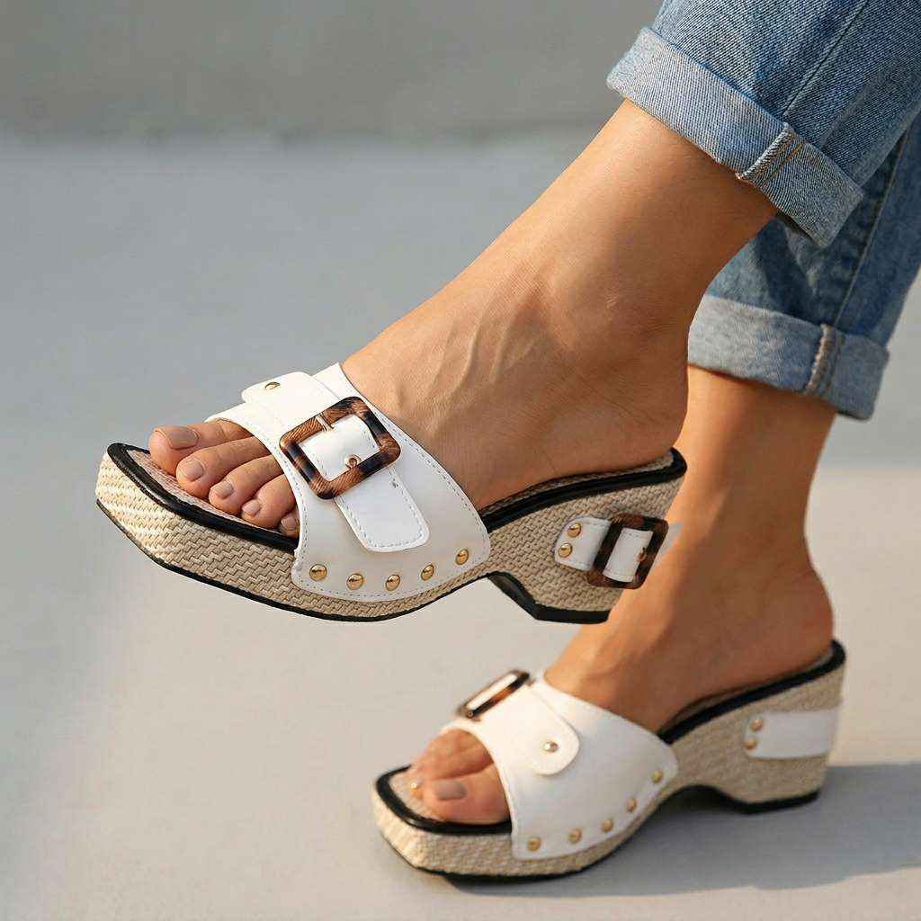 Evelina Buckle Slides