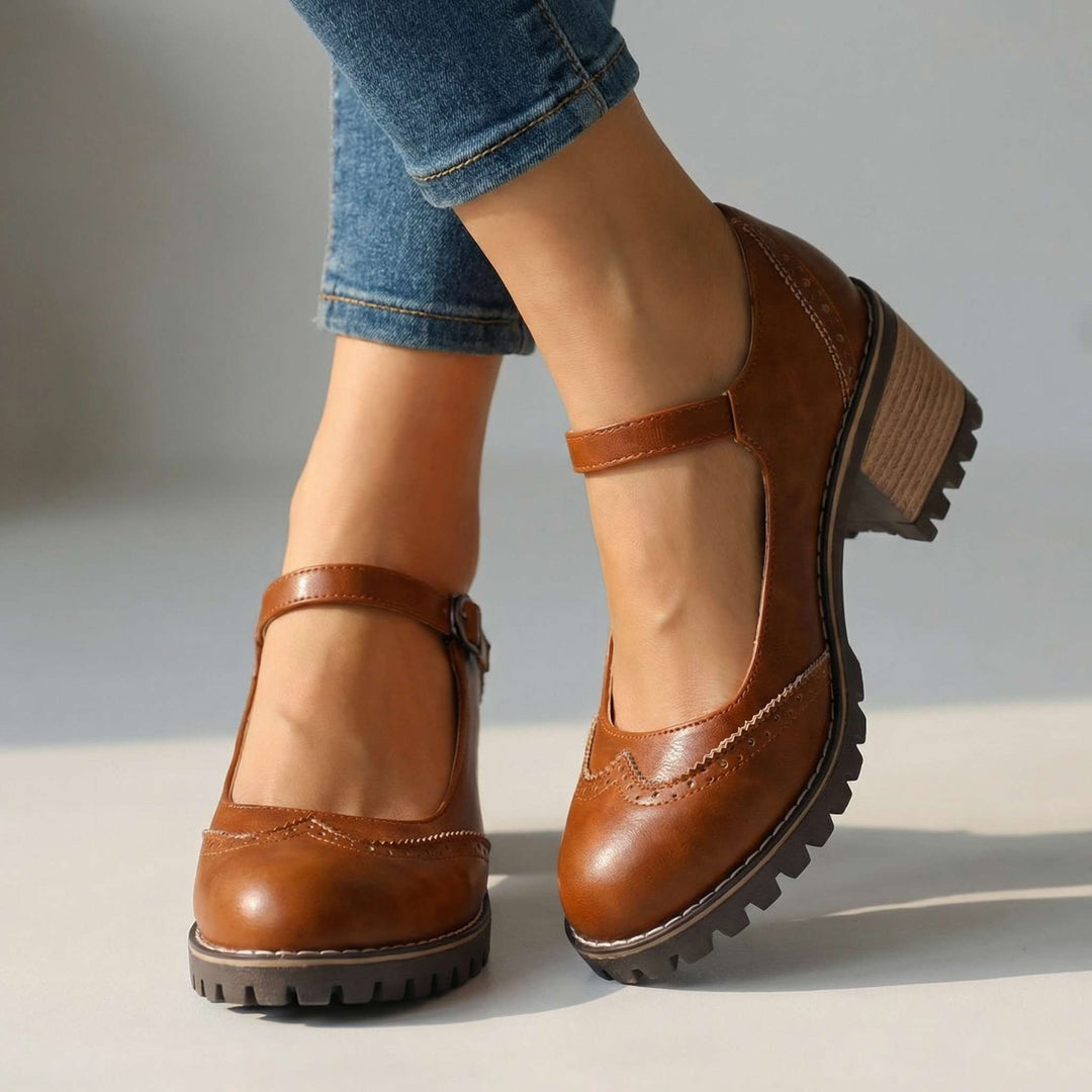 Jasmine Chunky Brogue Heels