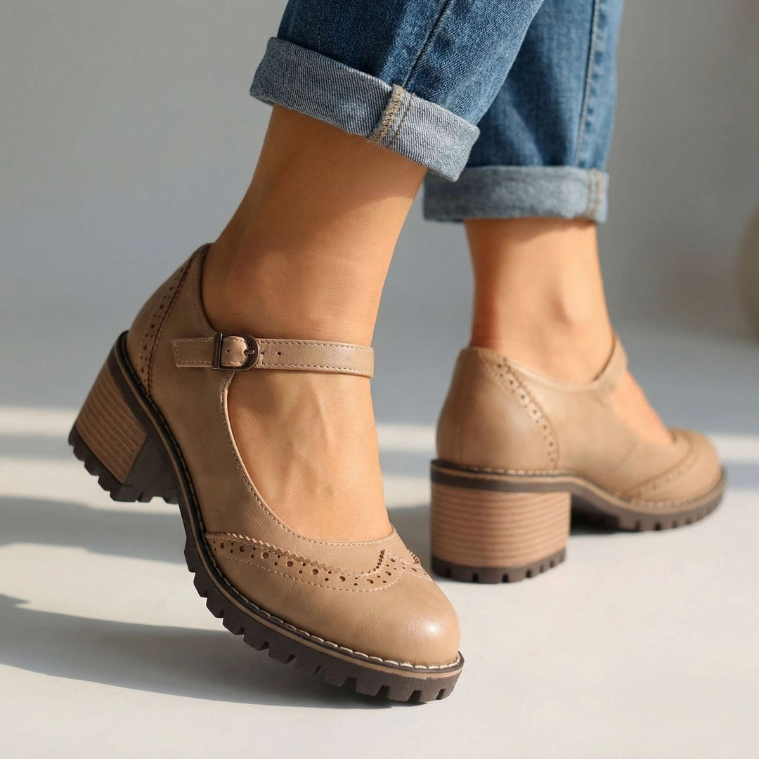 Jasmine Chunky Brogue Heels