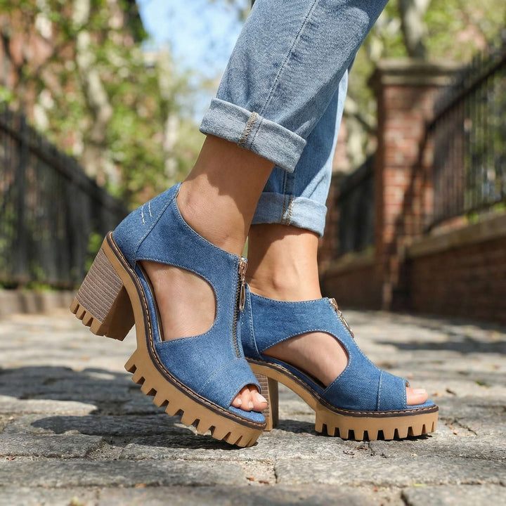 Larissa Denim Zipper Heels