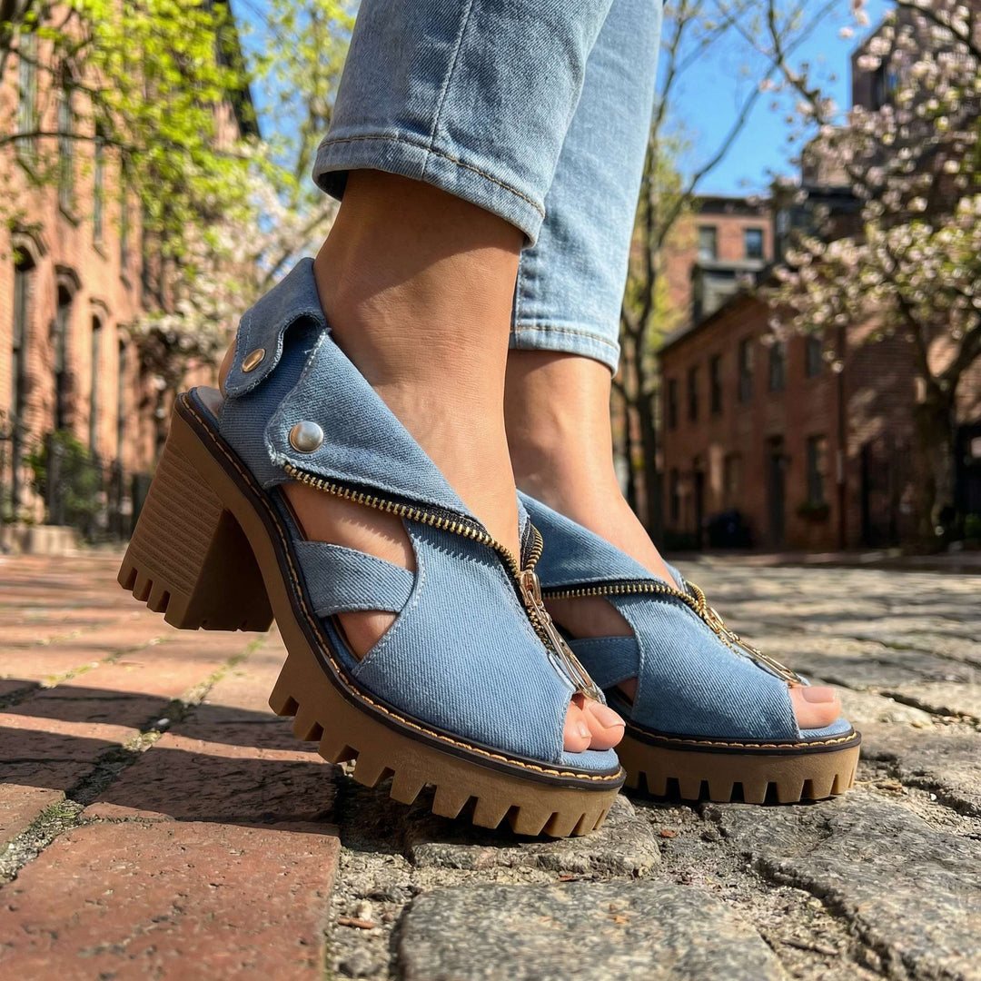 Larissa Collar-Zip Heels