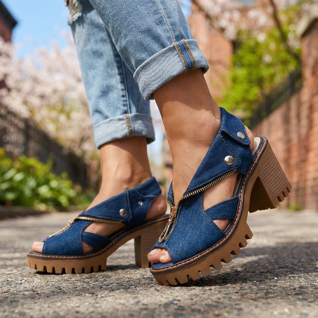 Larissa Collar-Zip Heels