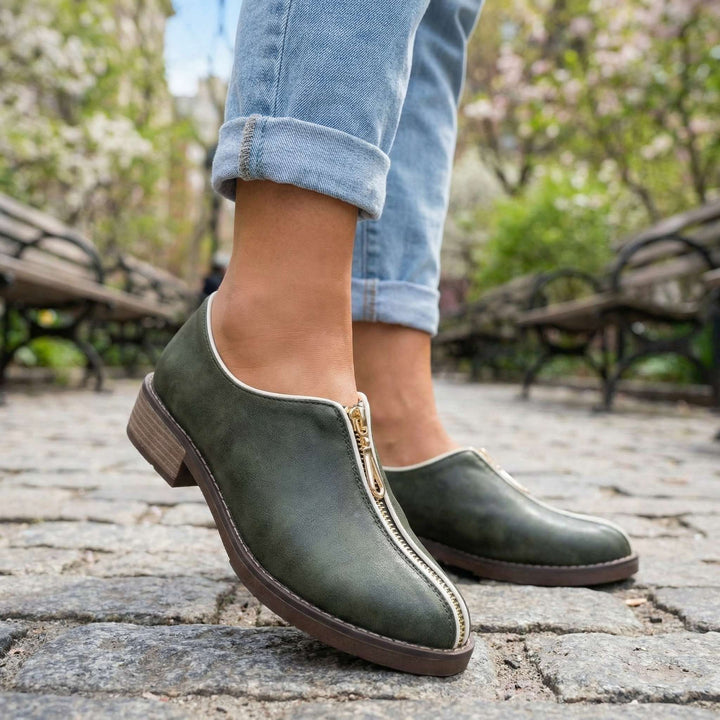 Larissa Low-Heel Zipper Shoes