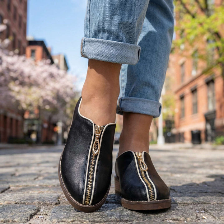 Larissa Low-Heel Zipper Shoes