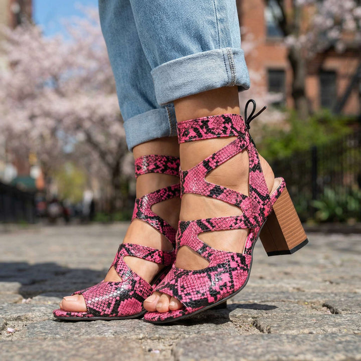 Amanda Lace-up Block Heel Sandal