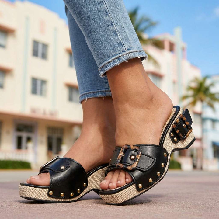 Evelina Buckle Slides