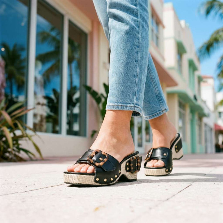 Evelina Buckle Slides