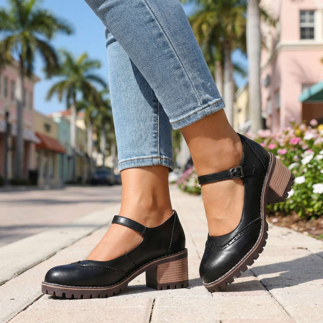 Jasmine Chunky Brogue Heels