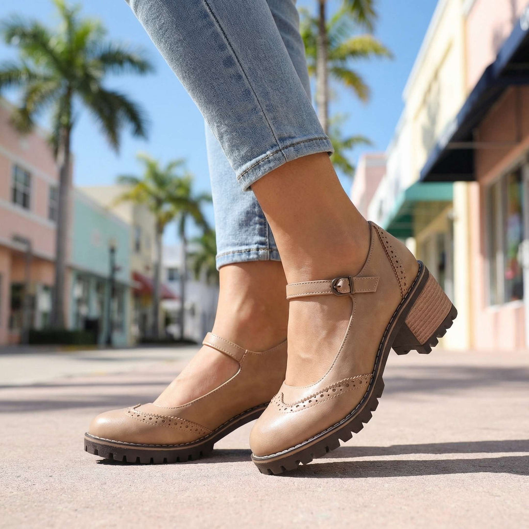 Jasmine Chunky Brogue Heels