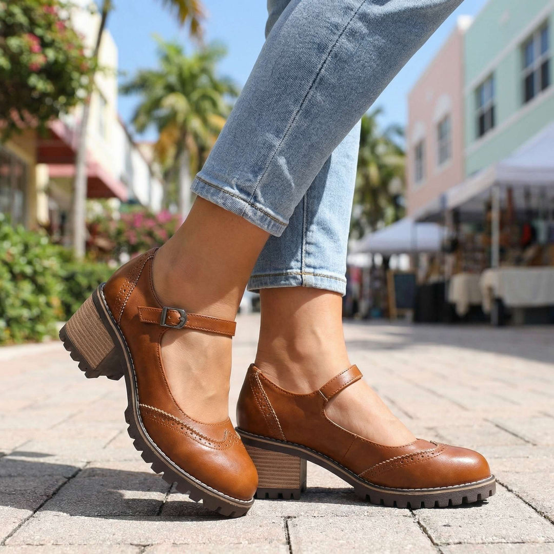 Jasmine Chunky Brogue Heels