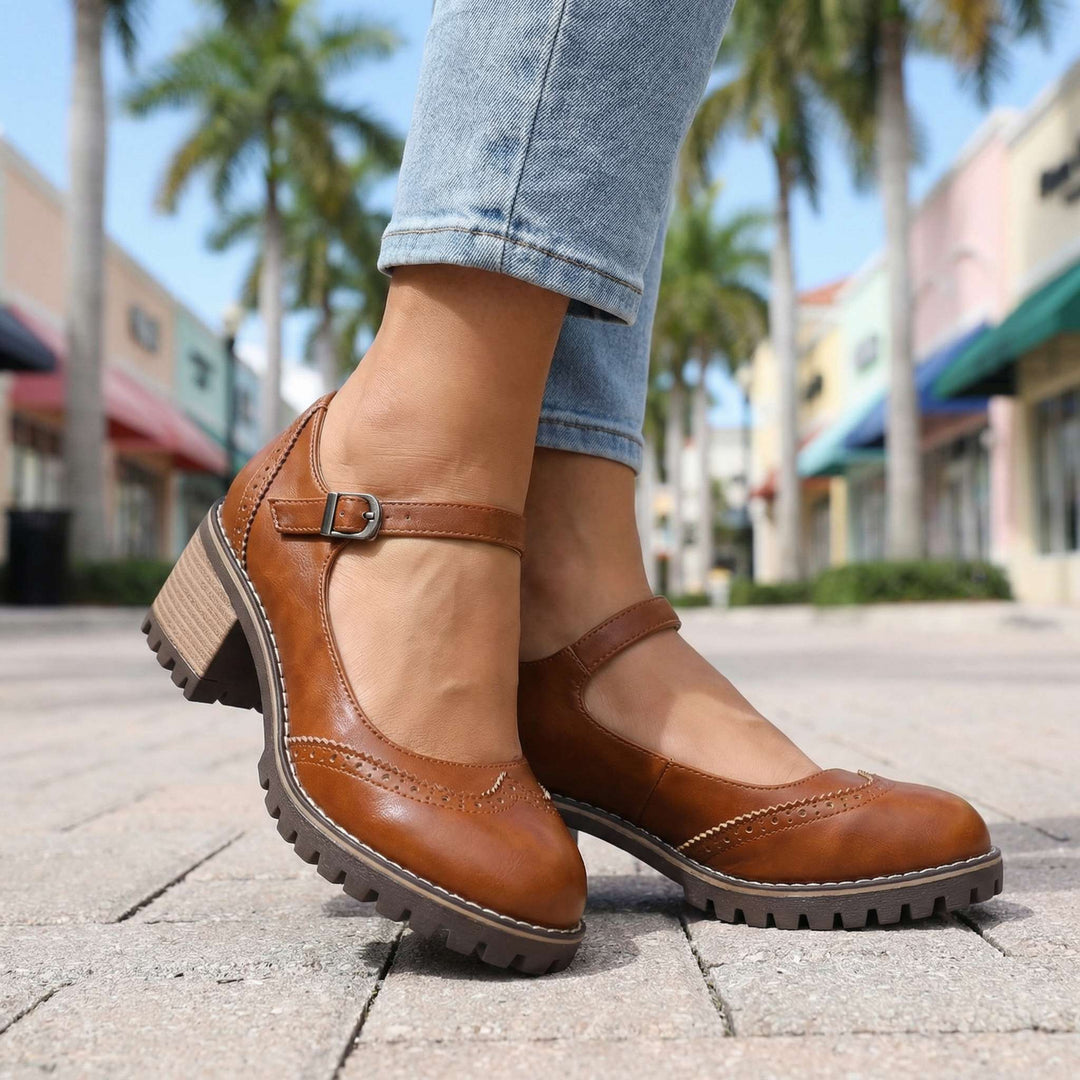 Jasmine Chunky Brogue Heels