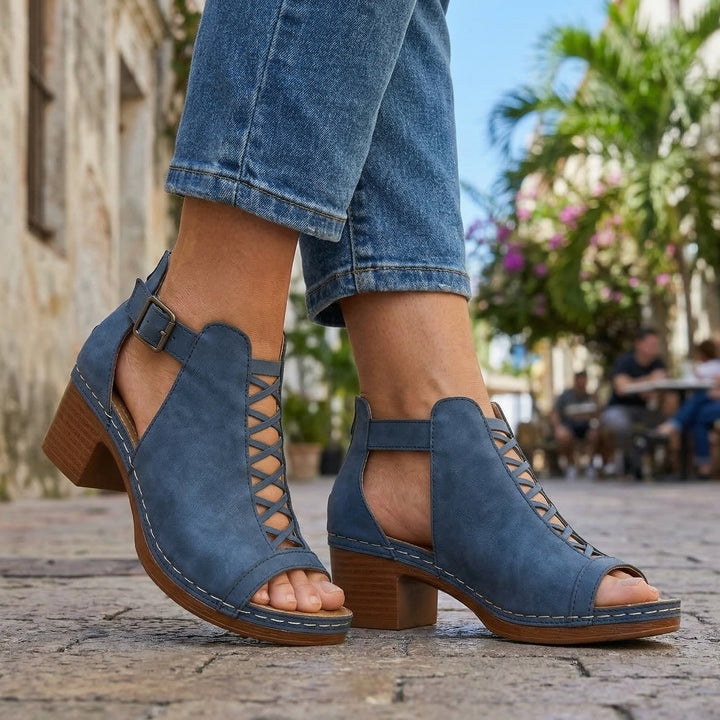 Sabrina Open Toe Buckle Heels