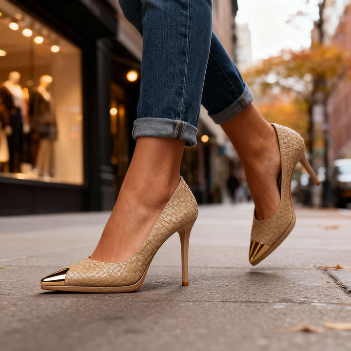 Charlize Gold Tip Heels