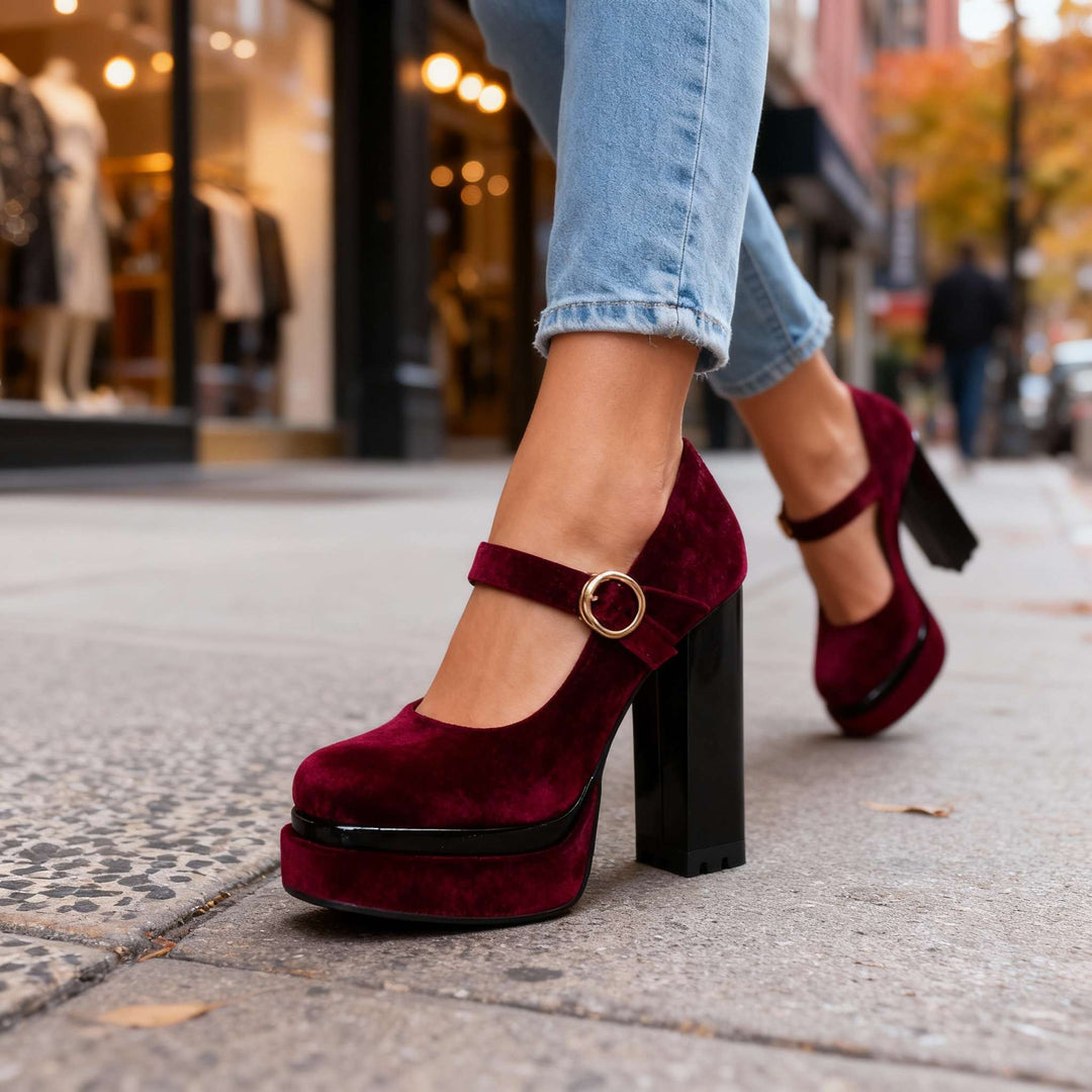 Jasmine Velvet Block heels