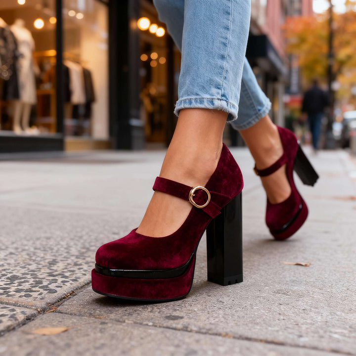 Jasmine Velvet Block heels