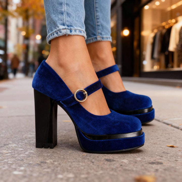 Jasmine Velvet Block heels