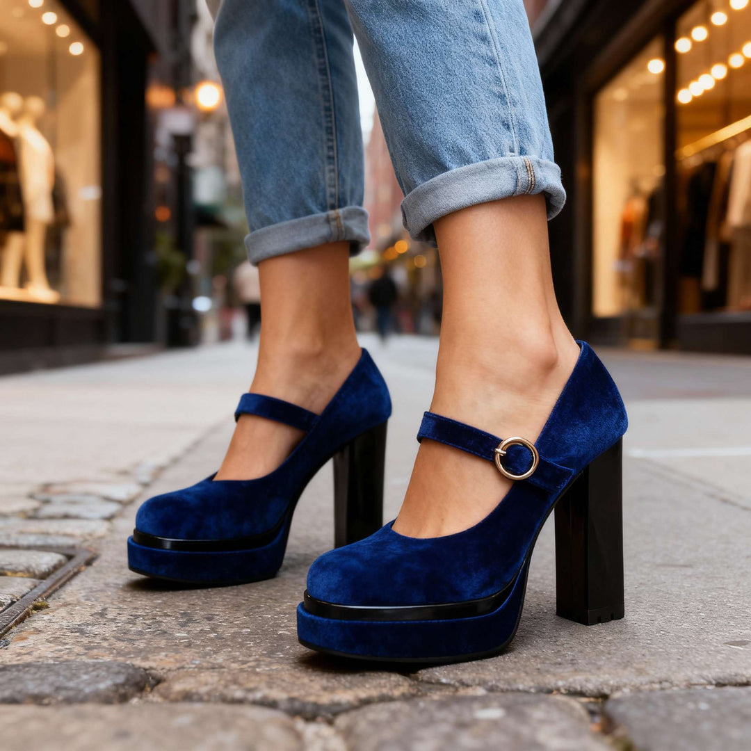 Jasmine Velvet Block heels
