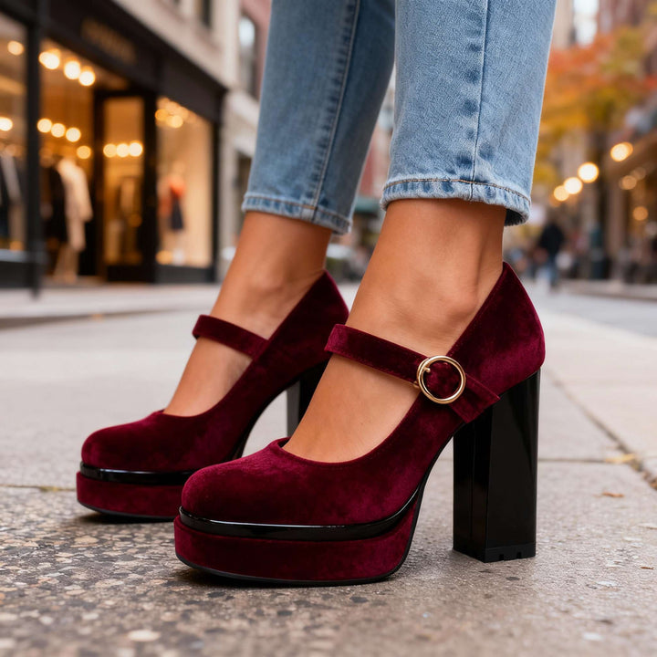 Jasmine Velvet Block heels