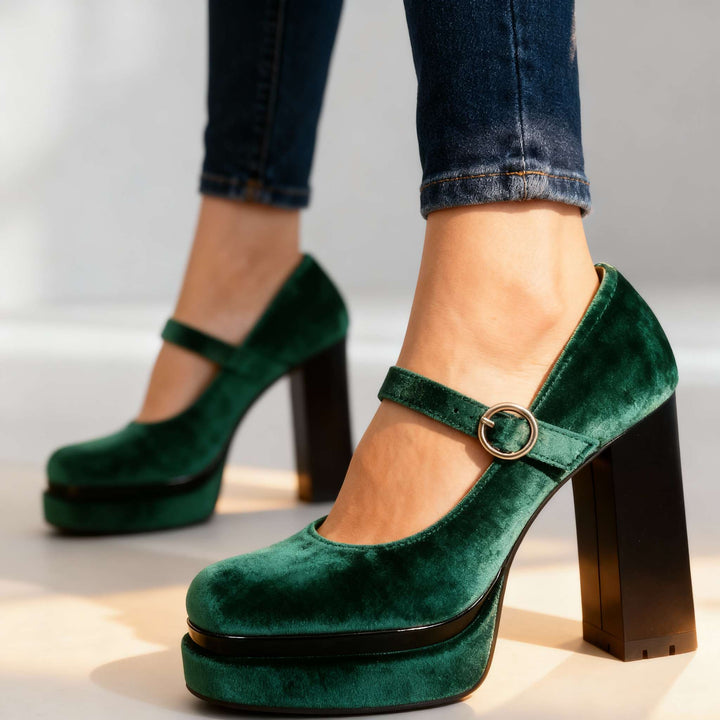 Jasmine Velvet Block heels