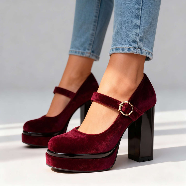 Jasmine Velvet Block heels