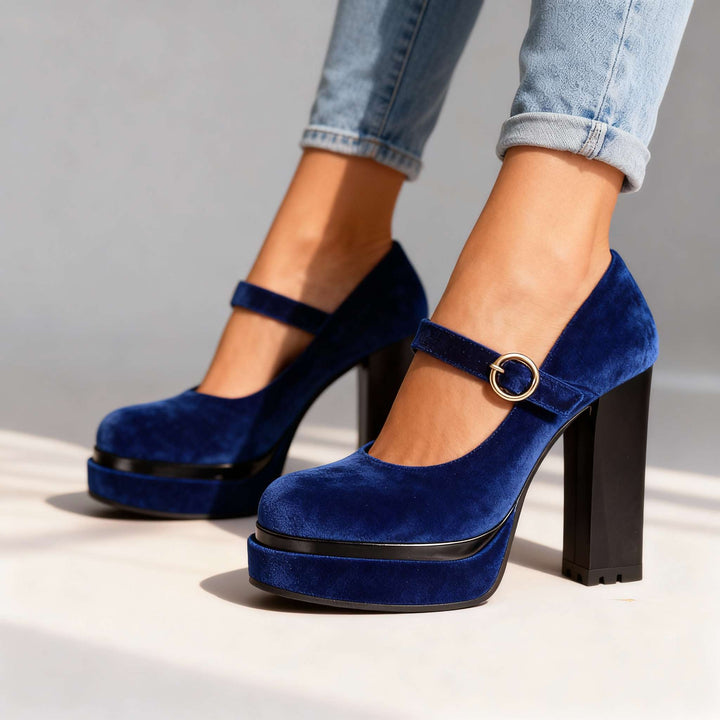 Jasmine Velvet Block heels