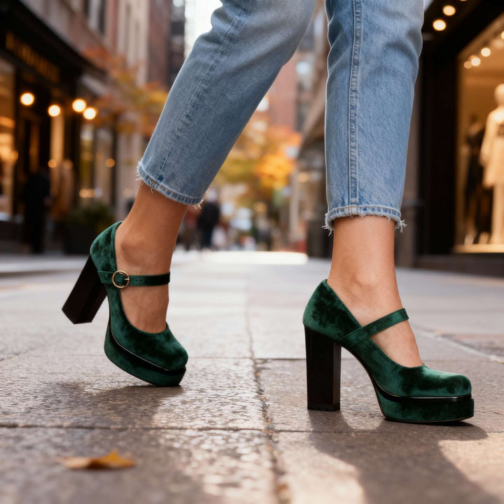 Jasmine Velvet Block heels