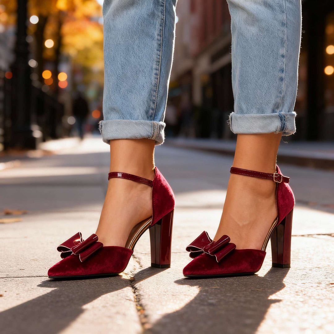 Katherine Velvet Bow Heels