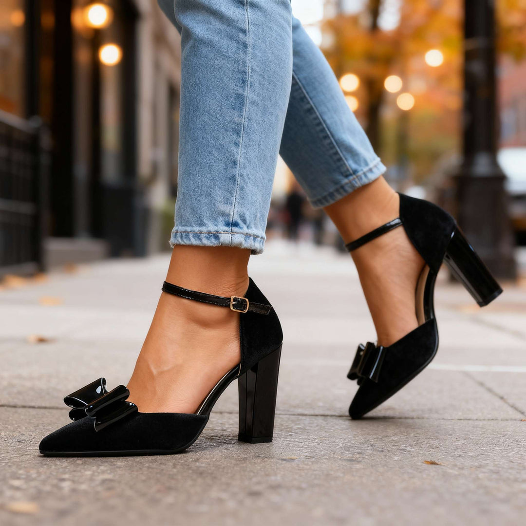 Katherine Velvet Bow Heels